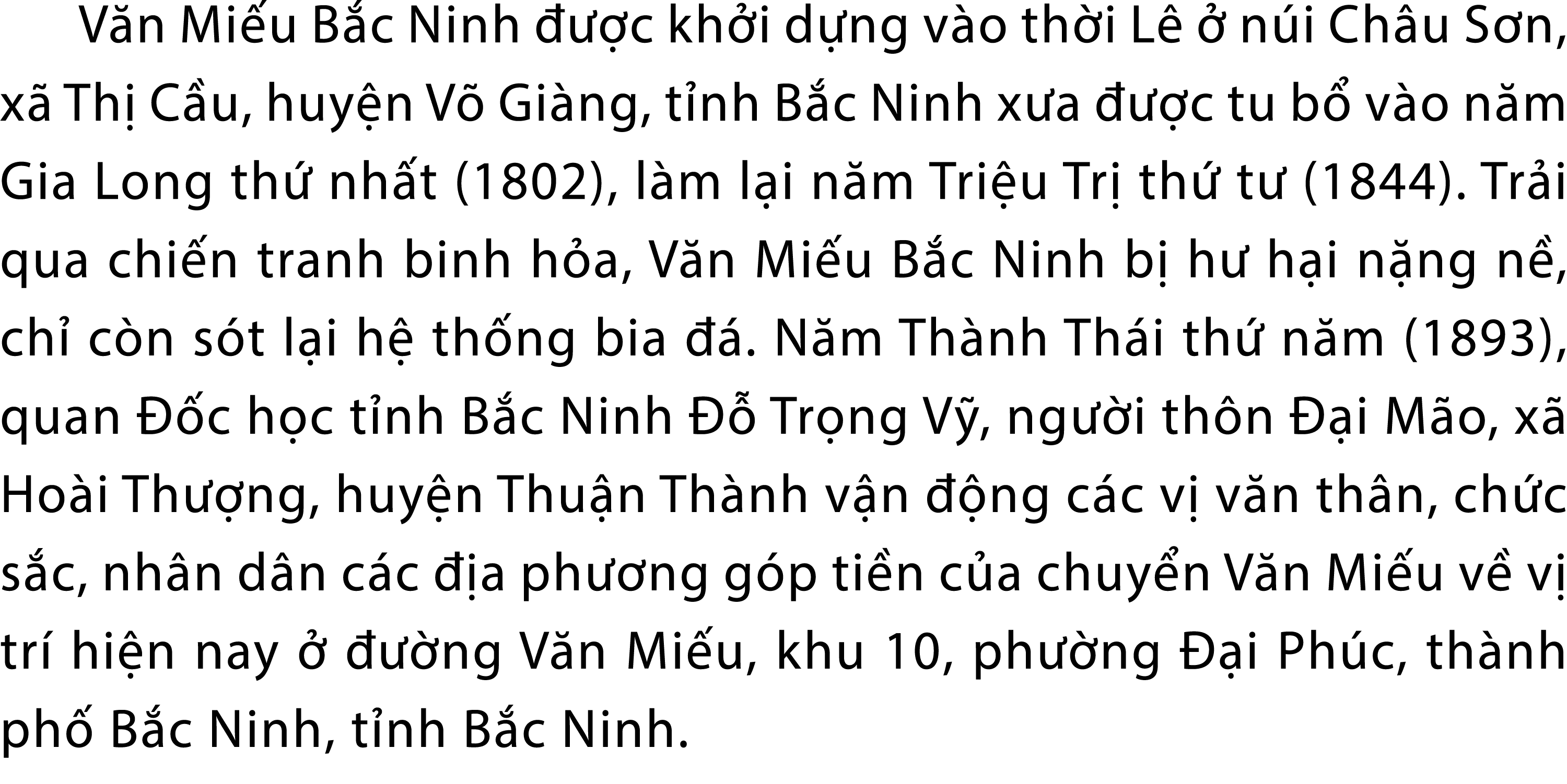 V n Mi u B c Ninh   c kh i d ng v o th i L    n i Ch u S n, x  Th  C u, huy n V  Gi ng, t nh B c Ninh x a    c tu b ...