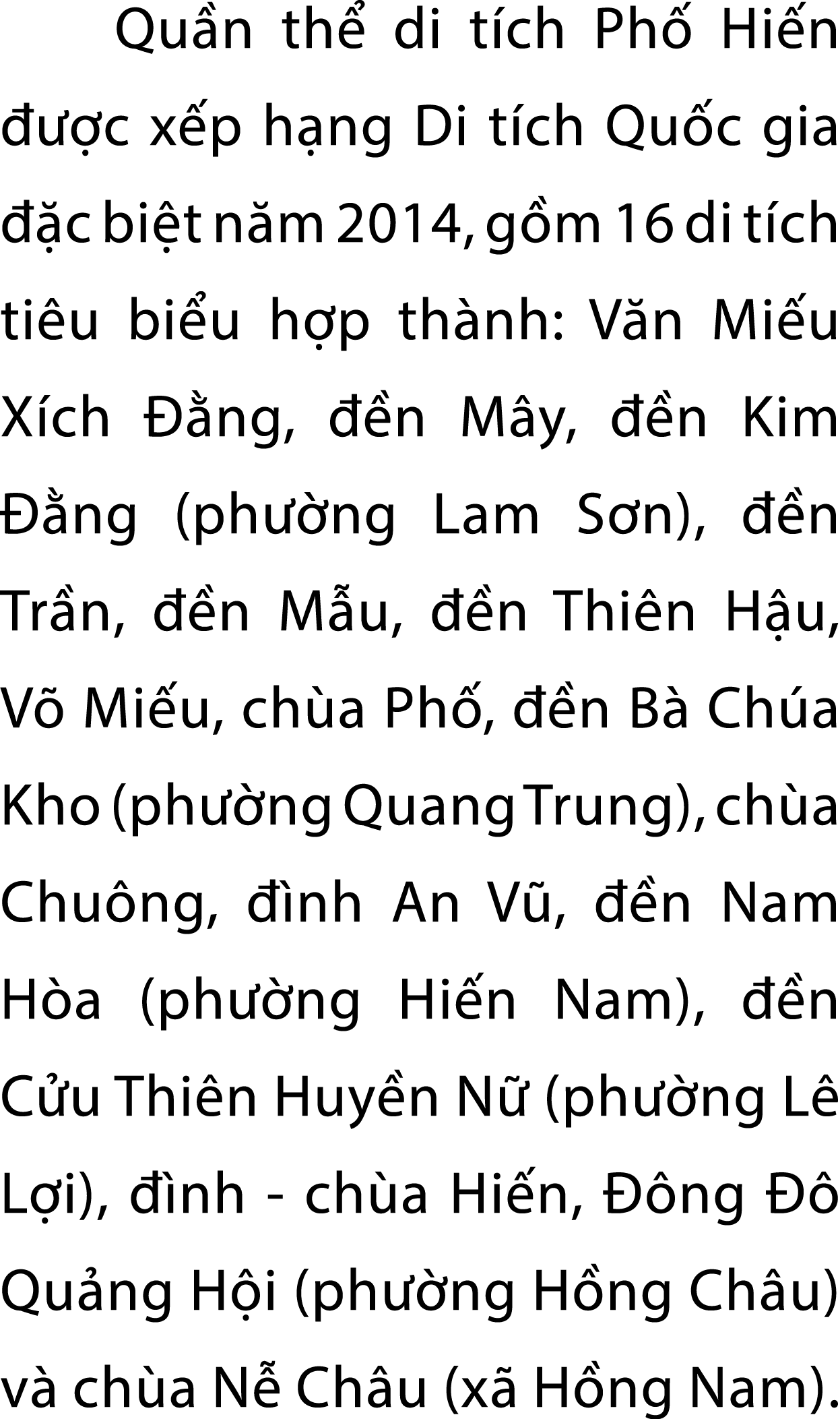 Qu n th di t ch Ph  Hi n    c x p h ng Di t ch Qu c gia   c bi t n m 2014, g m 16 di t ch ti u bi u h p th nh: V n M...